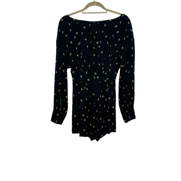Free People Love Grows Floral Printed Romper Long Sleeve Black Size XS - Picture 6 of 11